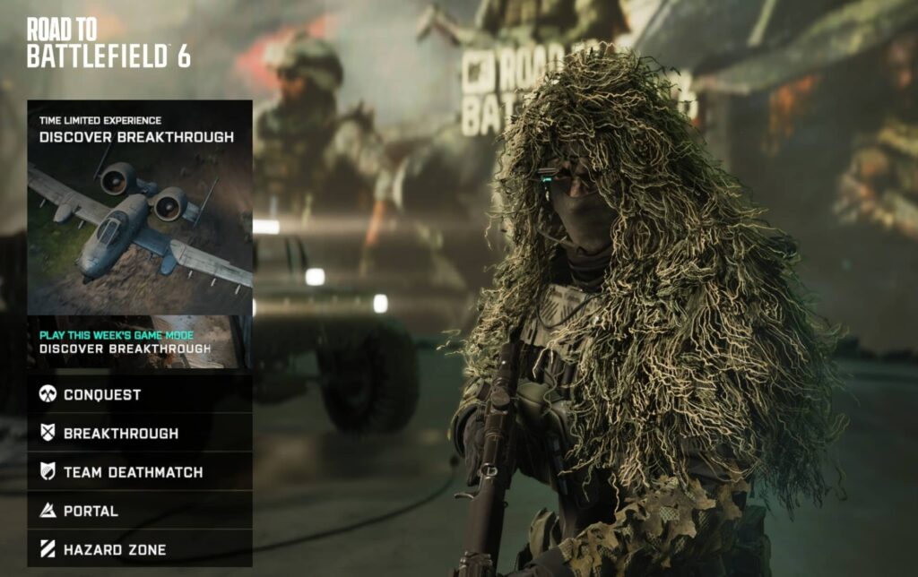 Road to Battlefield 6 Menu Screen