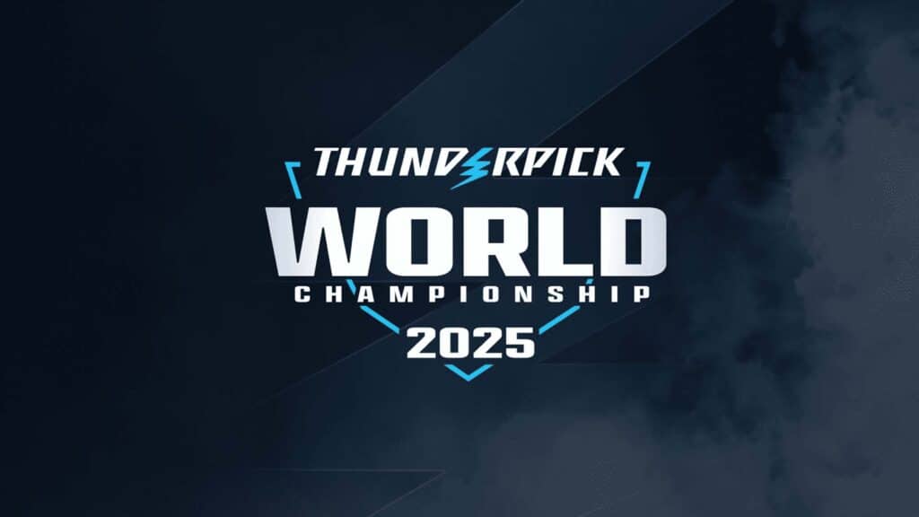 Image of Thunderpick World Championship 2025 logo on a dark blue background