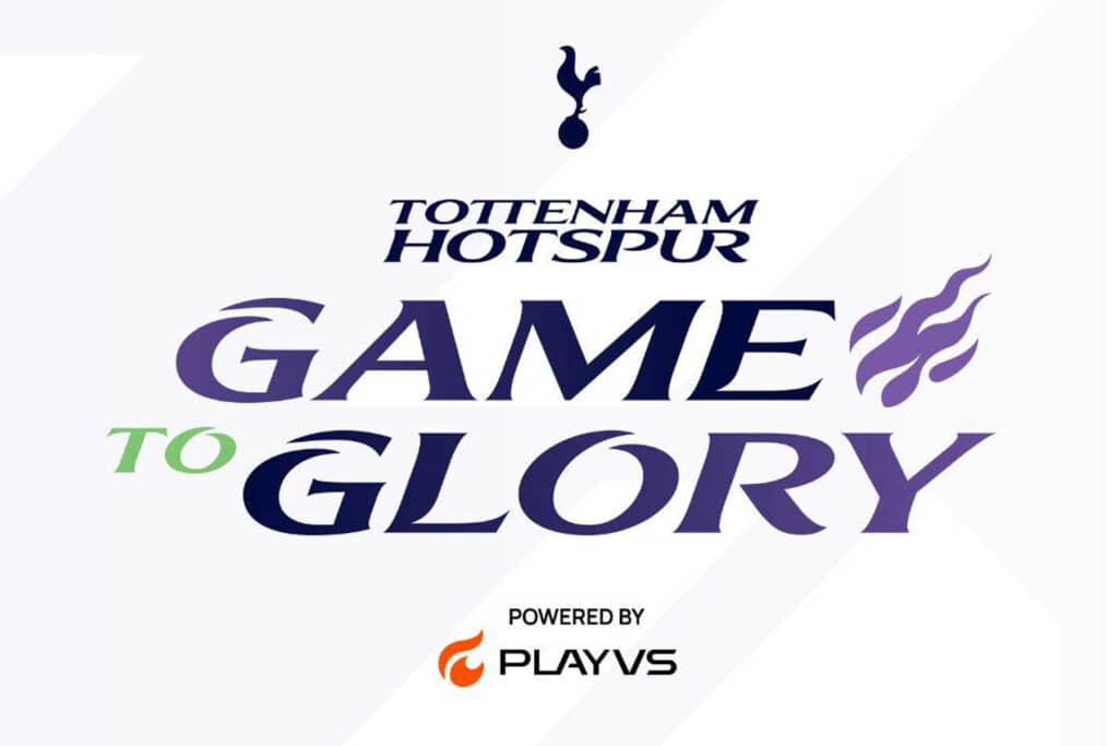Image showing the `Game to Glory` logo with Tottenham Hotspur and PlayVS branding.