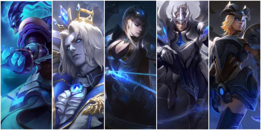 A collage image with LoL characters
