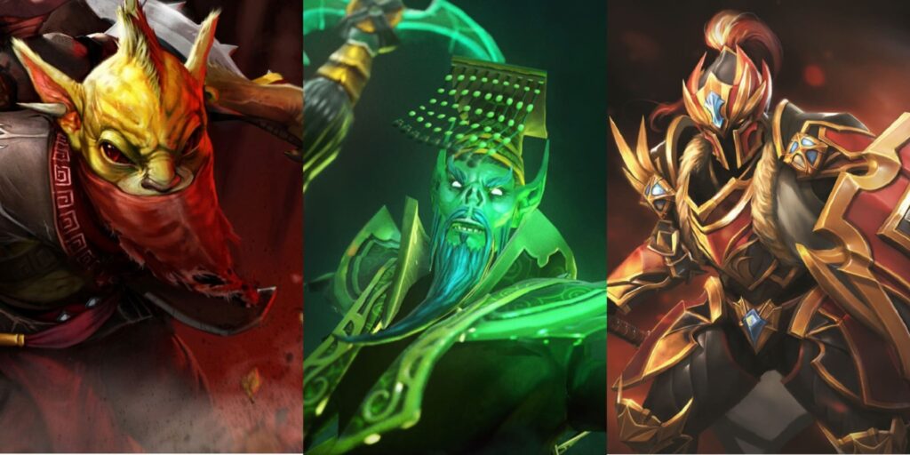 Três personagens de fantasia do Dota 2
