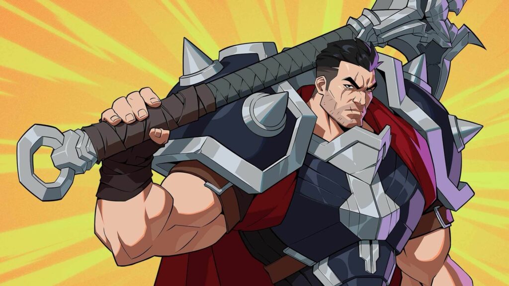 Darius lifts his massive axe over his shoulder, ready for battle in 2XKO