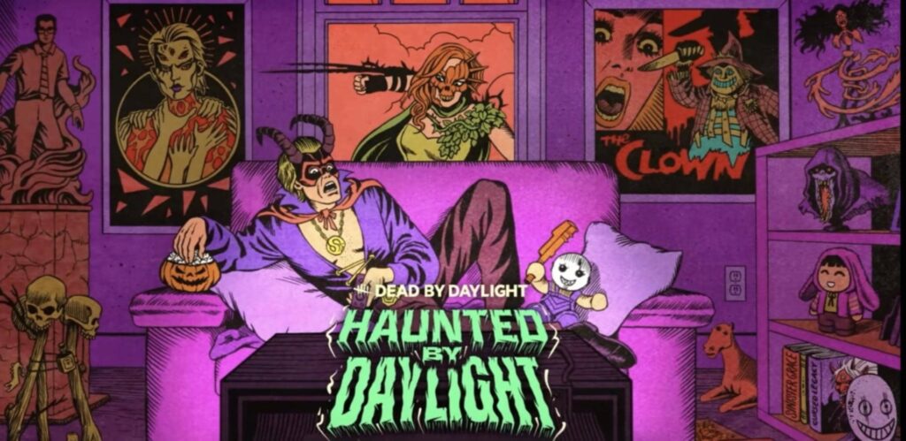 Comic-style artwork promoting the Dead by Daylight Haunted by Daylight Halloween event