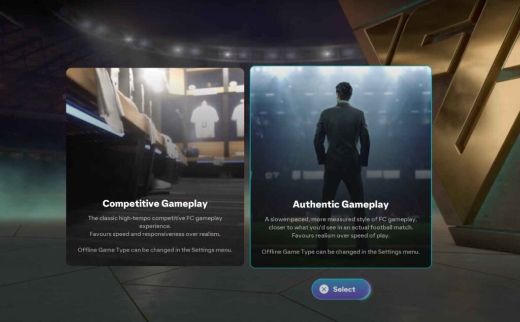 Confronto del gioco autentico offline e modalità di gioco competitive online in EA Sports FC 26.
