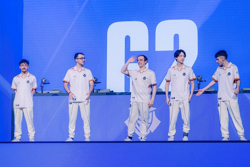 G2 Esports team greets crowd at League of Legends Worlds 2025