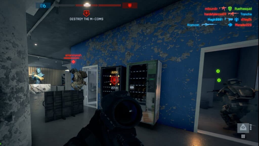 Close-quarters combat near M-COM station in Battlefield 6