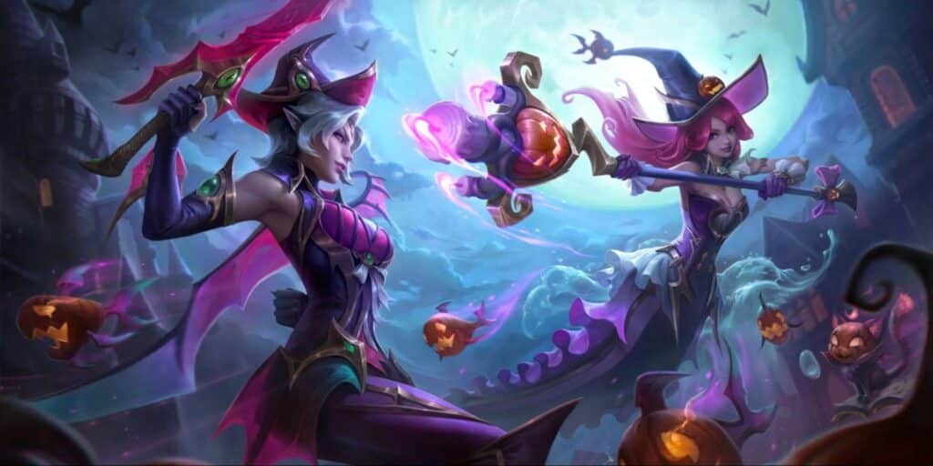 LoL female characters in witch Halloween attire