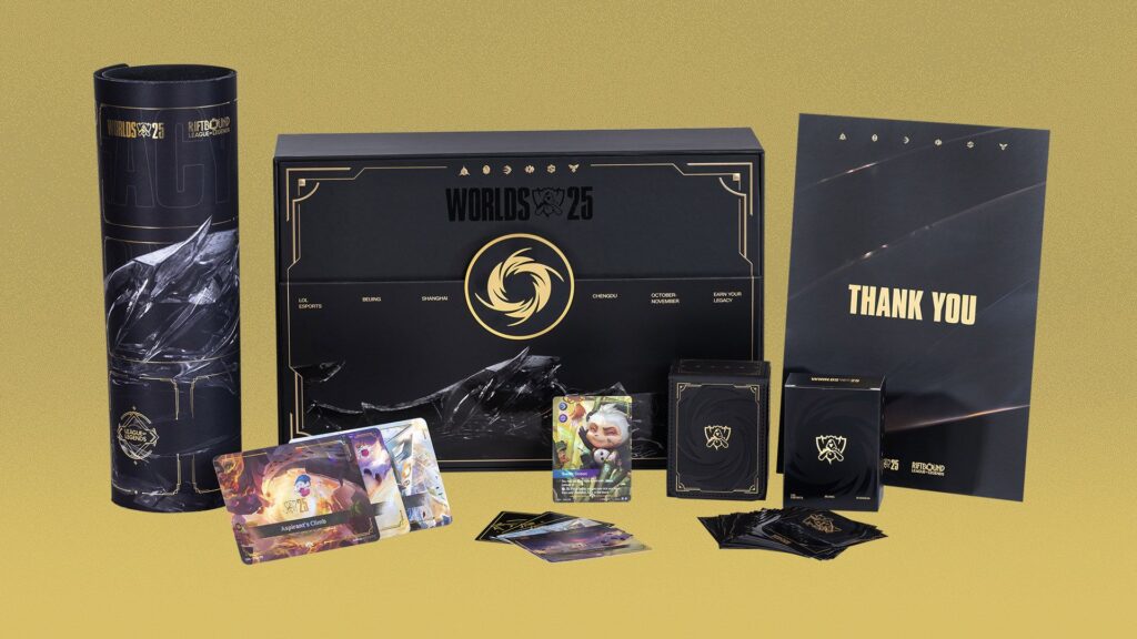 League of Legends Riftbound Worlds Bundle 2025 set, including box and cards