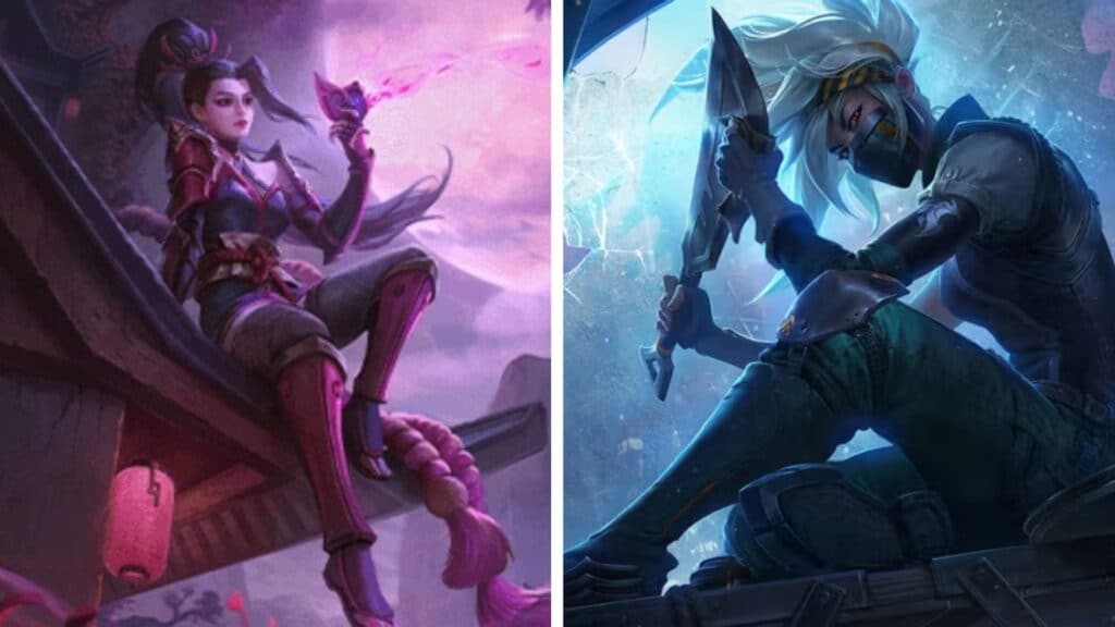 Grafikvergleich von Attentätercharakteren aus Mobile Legends Bang Bang und League of Legends Wild Rift