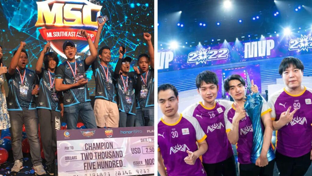 Die Teams von Mobile Legends Bang Bang und League of Legends Wild Rift feiern Turniersiege auf der Bühne