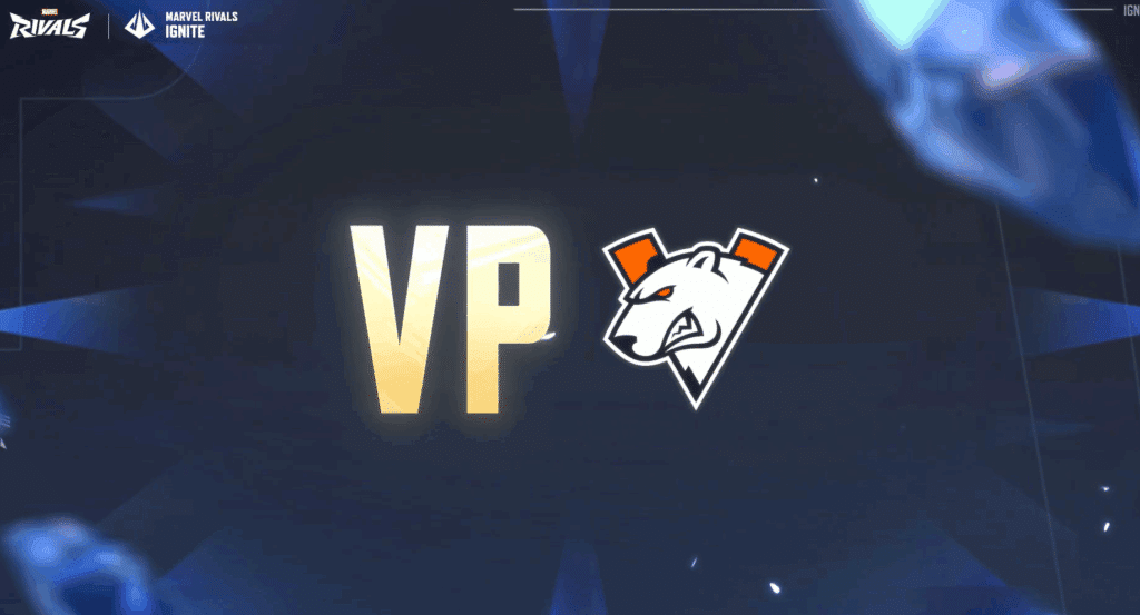 Grafica del logo Virtus.pro della fase a gironi delle Marvel Rivals Ignite Grand Finals