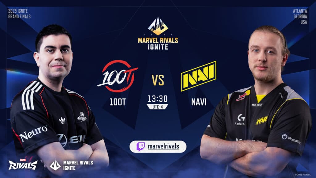 Marvel RIvals illumina il grande giorno della fase a gironi della fase finale, spot grafico di 100 Thieves e Natus Vincere