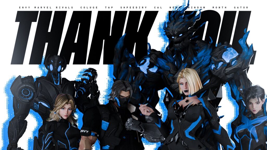 ENVY Marvel Rivals Ignite Grand Finals roster with custom colour pallet graphic