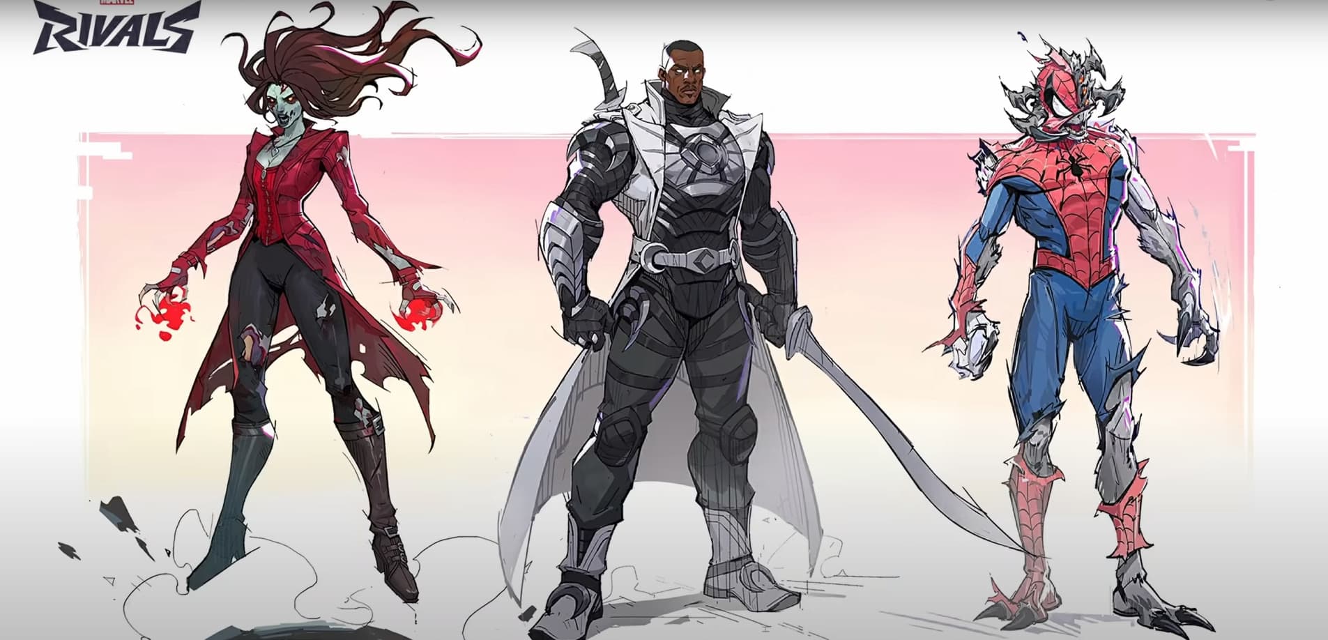 Three zombie-stylized Marvel Rivals characters pose dramatically