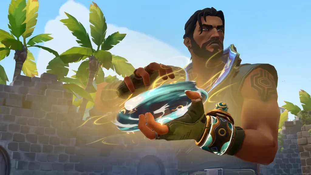 VALORANT in-game agent, Harbor, using an ability during a match