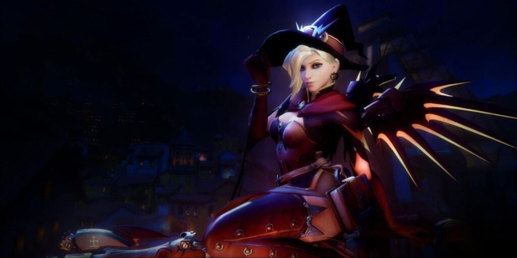 Mercy in Hexenhaut posiert selbstbewusst