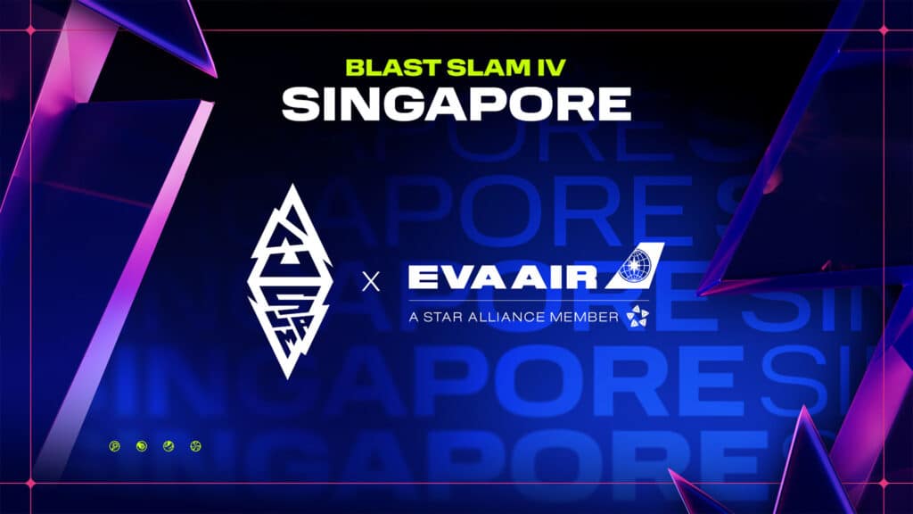 Image of BLAST Slam and EVA AIr logos on a dark blue background