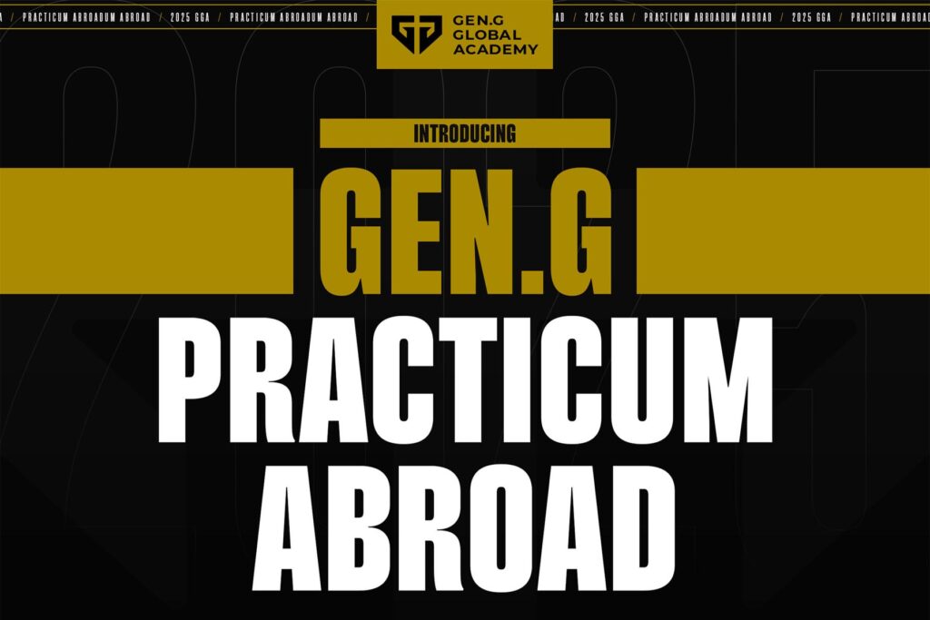 Image of Gen.G Global Academy logo above gold and white text on a black background