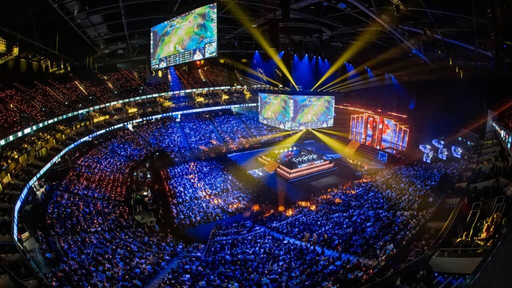 Image of League of Legends esports event taking place inside arena