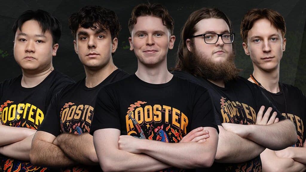 Image of Rooster Counter-Strike roster posing with arms folded on a black background