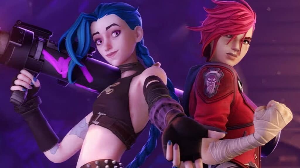 Arcane Vi and Arcane Jinx from Fortnite