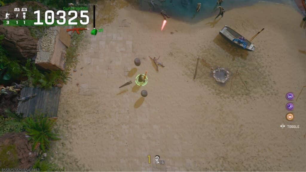 Draufsicht auf eine Strandszene in CoD