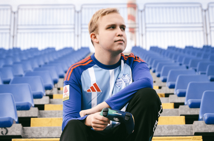 Anders Vejrgang in a football stadium representing Como Gaming Club