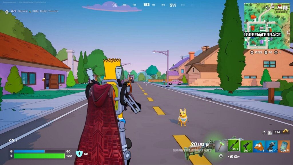 Das Fortnite-Gameplay mit Bart Simpson