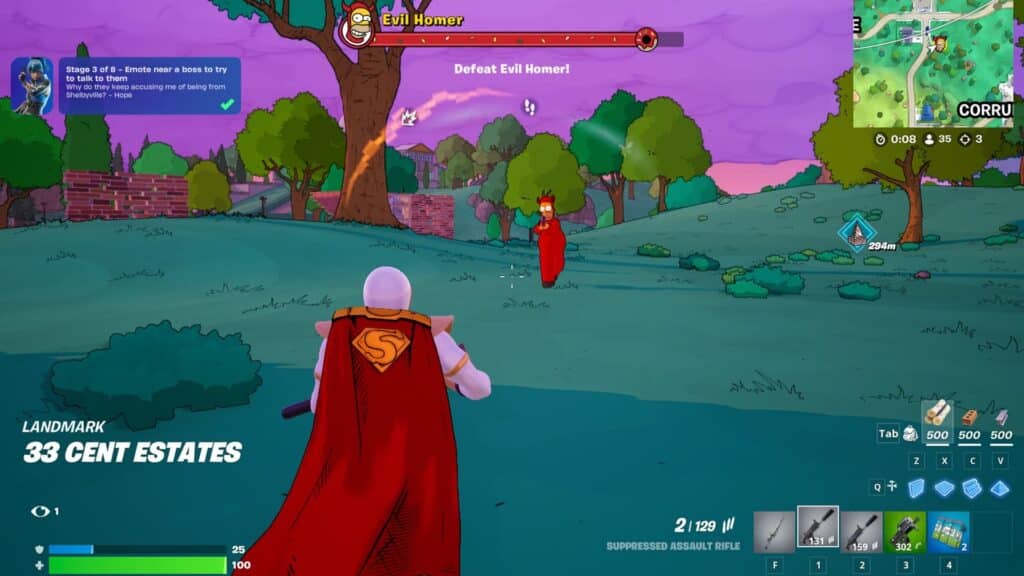 Fortnite x Simpsons gameplay featuring Evil Homer