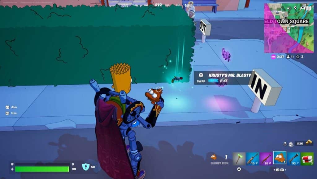 Fortnite gameplay with Bart Simpson