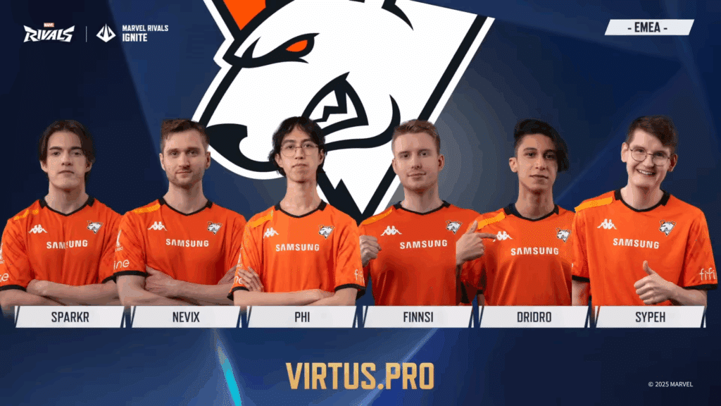Tabella roster Virtus.pro di Marvel Rivals Ignite Grand Finals