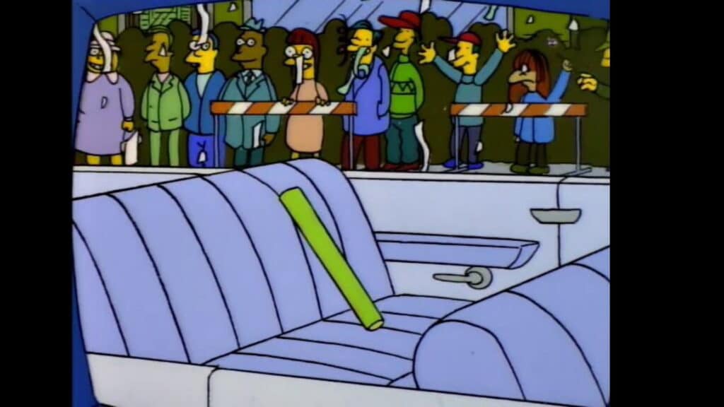 L'immagine mostra una bacchetta di carbonio inanimata della serie animata “The Simpsons”