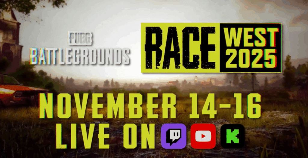 PUBG Race West 2025 creator event announcement graphic