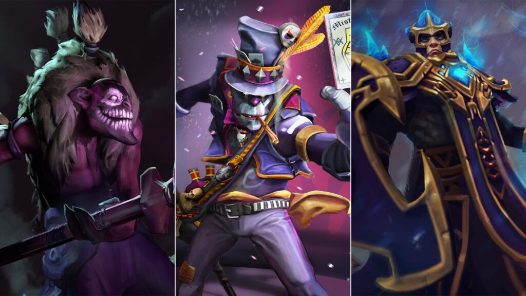 Drei Dota 2-Charaktere in einer Collage