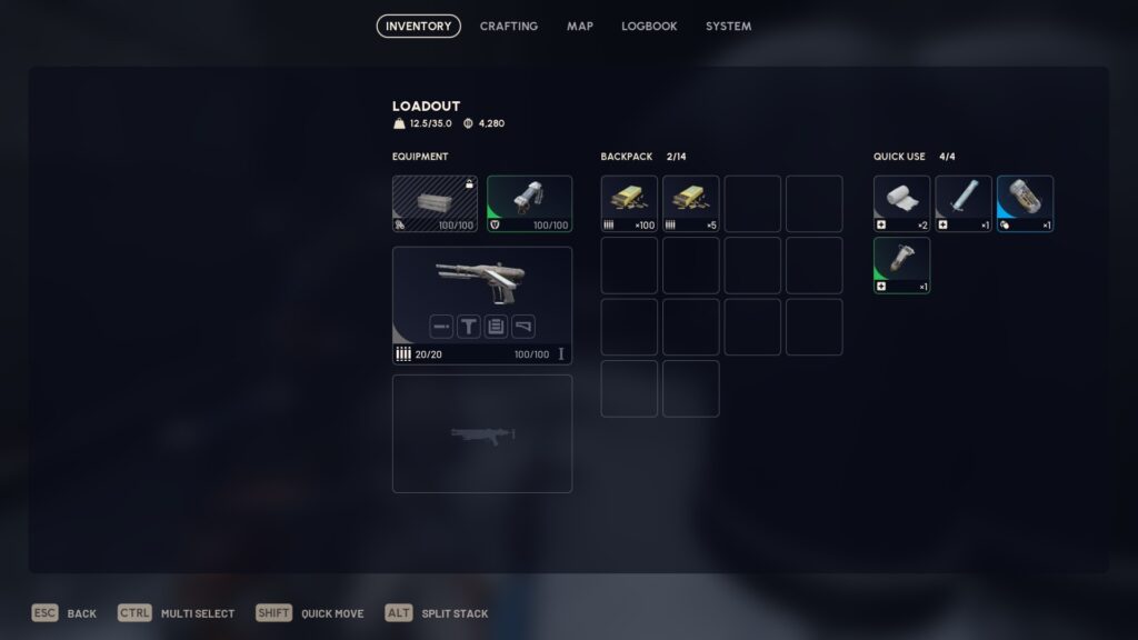 Loadout-Bildschirm von Arc Raiders