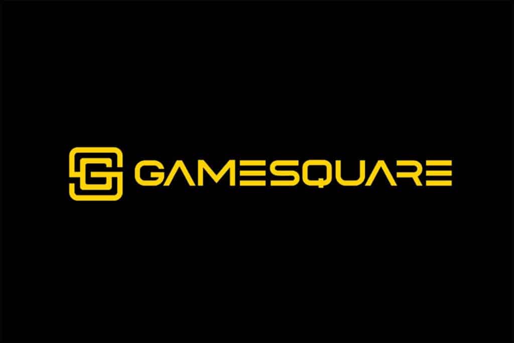 Image of yellow GameSquare logo on a black background