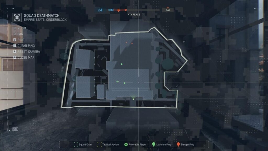 Squad Deathmatch wordt gespeeld met 4 teams en is behoorlijk chaotisch