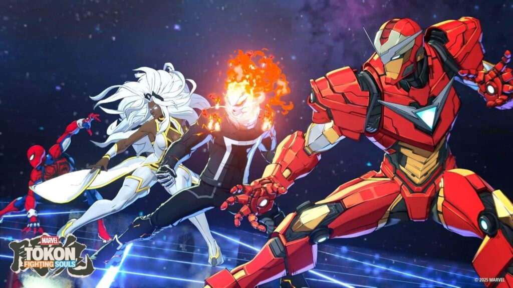 Spider-Man, Storm, Ghost Rider, and Iron Man from Marvel Tōkon: Fighting Souls