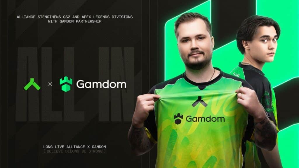 Alliance locks Gamdom partnership for CS2 and Apex Legends