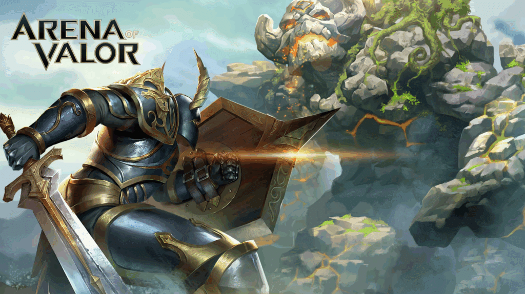 Arena of Valor promotional character art featuring an in-game character fighting an opponent