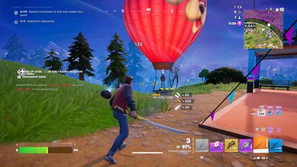 Los jugadores atacan a los enemigos cerca de globos aerostáticos mientras luchan en Fortnite