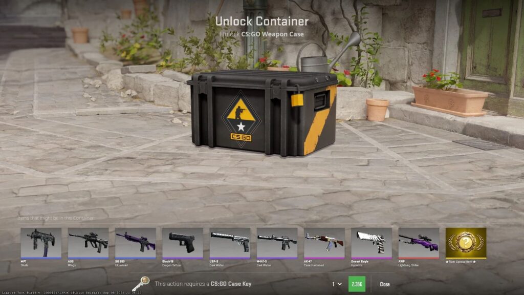 The CS:GO Weapon Case, which is the first case released in the game as part of the Arms Deal update on August 14, 2013