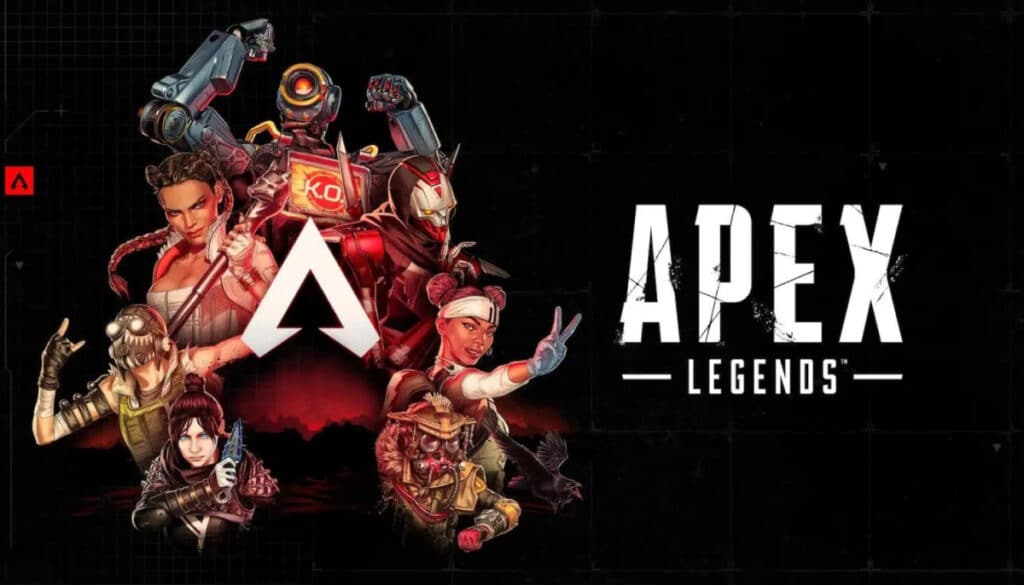 Apex Legends key art featuring several playable Legends posed around the game’s logo on a dark background