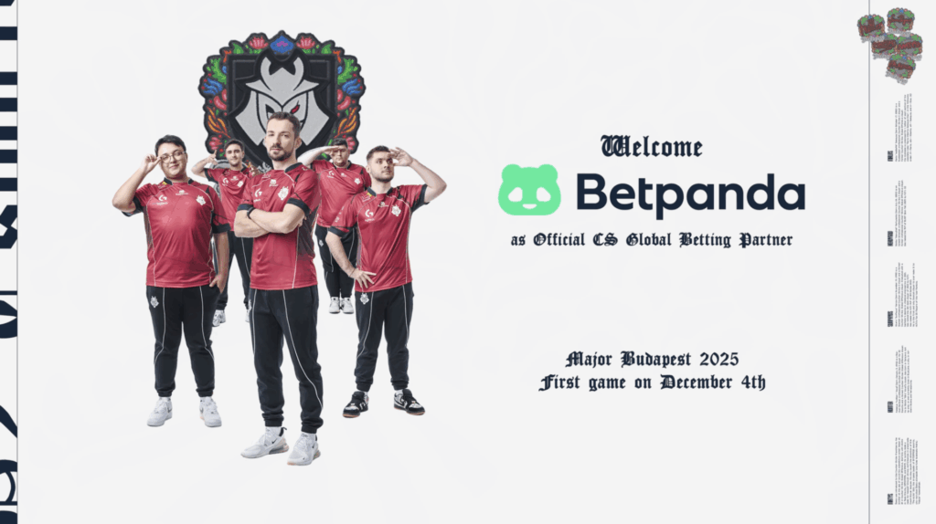 G2 Esports and betpanda partnership announcement featuring G2's Counter Strike team