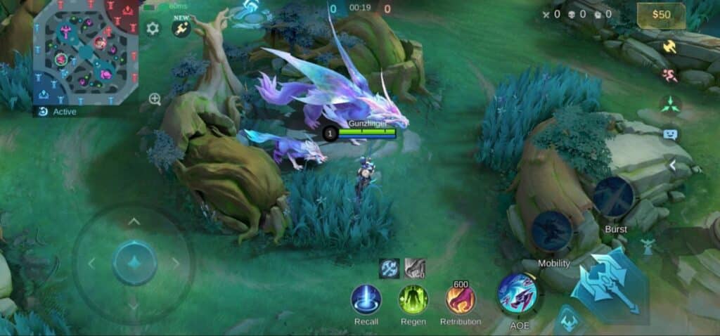 The image shows gameplay from Mobile Legends: Bang Bang. The character being played is Granger
