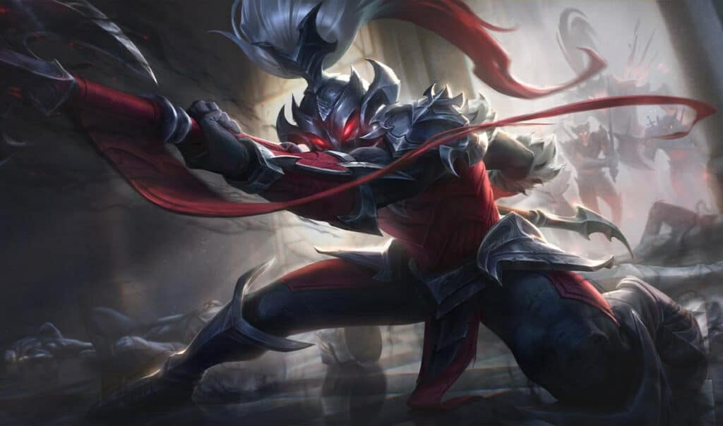 A gladiator-styled warrior prepares to strike in League of Legends’ Viscero theme