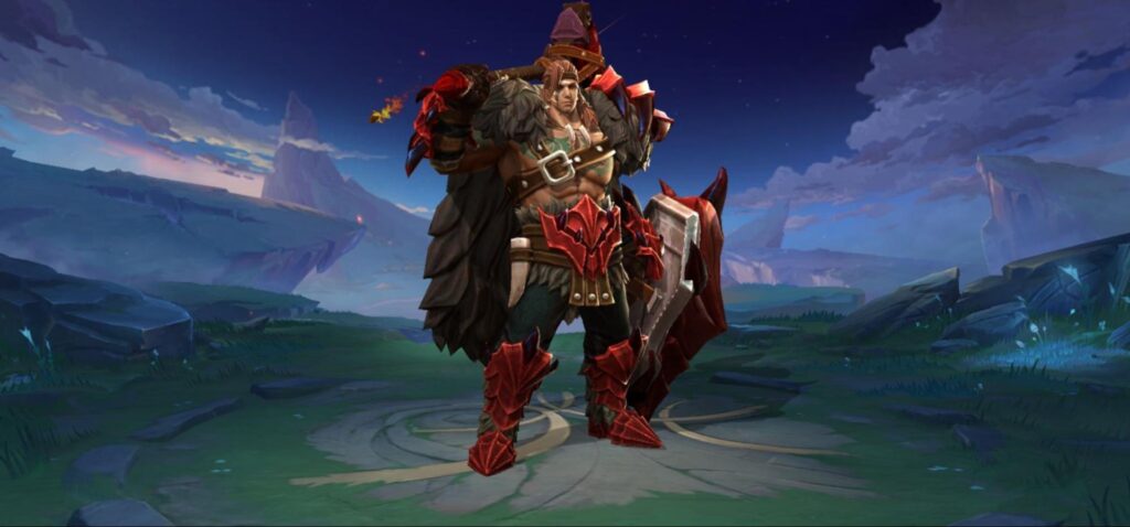 Der im Bild gezeigte Charakter ist Tigreal, ein Panzerheld aus dem beliebten MOBA-Handyspiel Mobile Legends: Bang Bang