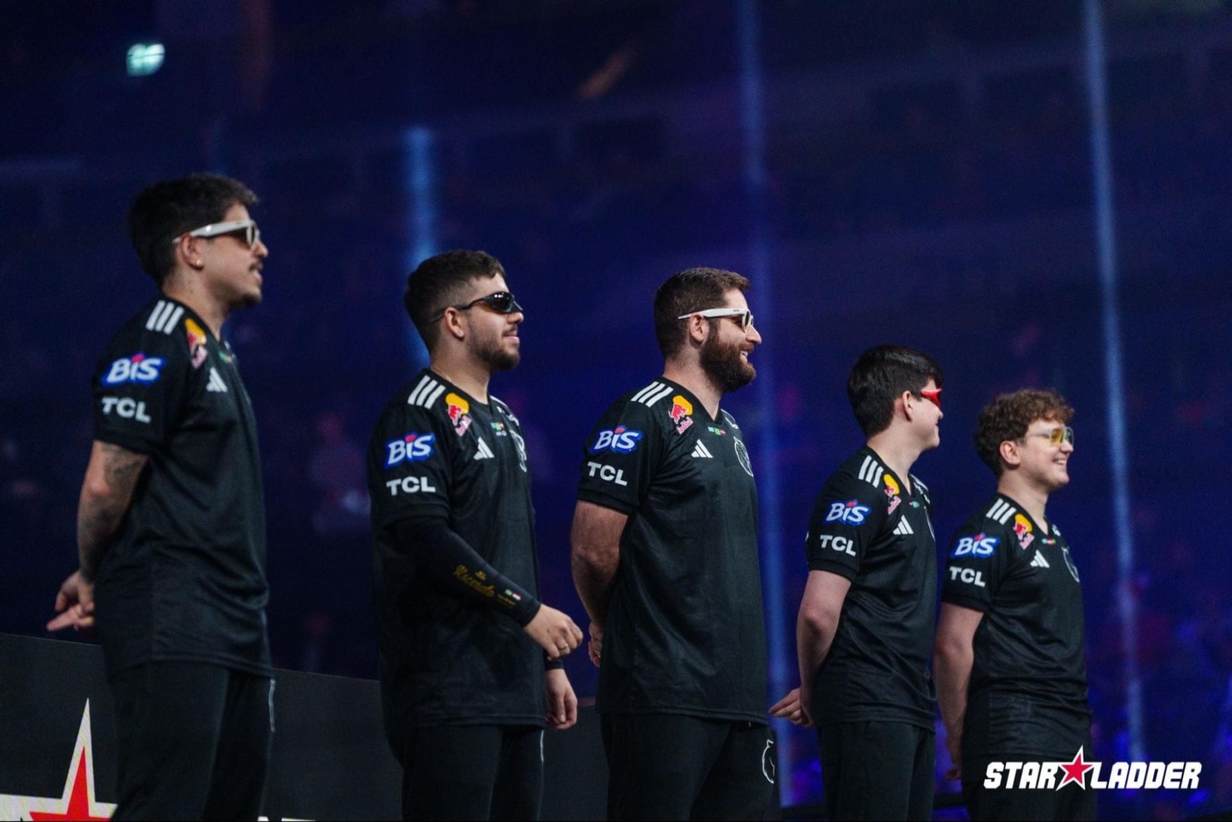 The team shown in the image is FURIA Esports. The players are participating in a Counter-Strike 2 tournament, specifically the StarLadder Budapest Major 2025