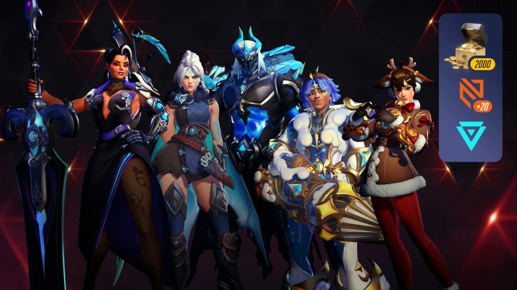 Overwatch 2 Season 20 Battle Pass skins including Vendetta, Freja, Reaper, Venture and Tracer
