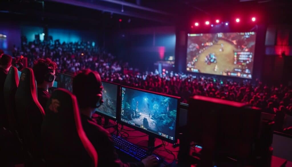 Das Bild zeigt ein E-Sport-Turnier zum Spiel Dota 2